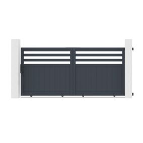 Portail coulissant 3m NEVIS H.140cm aluminium gris