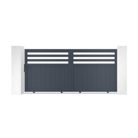 Portail coulissant 3m NEVIS H.160cm aluminium gris