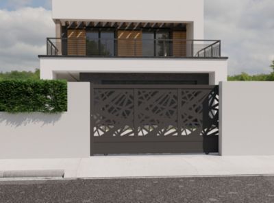 Portail coulissant 4ALU aluminium Arradon gris 7016 - 410 x h.154,2 cm