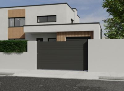 Portail coulissant 4ALU aluminium gris 7016 - 410 x h.161,6 cm