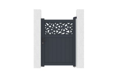 Portail coulissant 4m DOLOMITE RUIVO H.140cm aluminium gris + Portillon 1m DOLOMITE RUIVO H.140cm aluminium gris