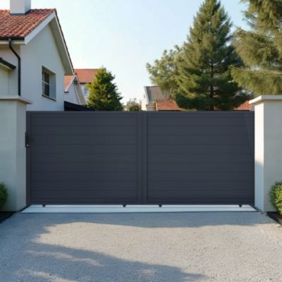Portail coulissant 4m EIGER H.160cm aluminium gris