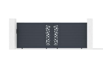 Portail coulissant 4m SUNNY H.140cm aluminium gris + 2 poteaux ELDA ...