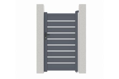 Portail coulissant 4m VOGEL H.180cm + Portillon 1m VOGEL H.180cm aluminium gris