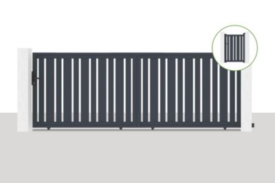 Portail coulissant 4x1,4m VEYMONT + Portillon 1m VEYMONT H.1,4m gris