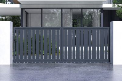 Portail coulissant 4x1,4m VEYMONT + Portillon 1m VEYMONT H.1,4m gris