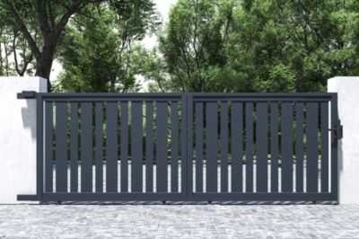 Portail coulissant 4x1,4m VEYMONT + Portillon 1m VEYMONT H.1,4m gris