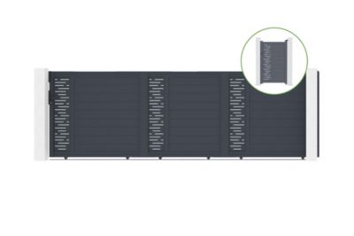 Portail coulissant 5m ARLBERG H.160cm alu + portillon ARLBERG H160 GRIS
