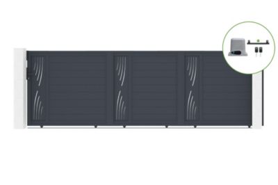 Portail coulissant 5m VELETA H.160cm alu + motorisation RANGER C300