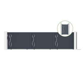 Portail coulissant 6m LIFE H.140cm alu + portillon LIFE H140 GRIS