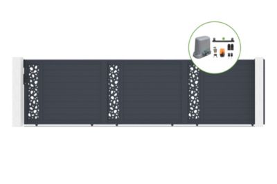 Portail coulissant 6m SUNNY H.160cm alu + motorisation TANKER C600