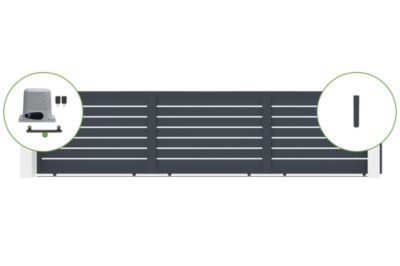 Portail coulissant 6m VOGEL H.140cm alu + 2 poteaux + moteur RANGER C300