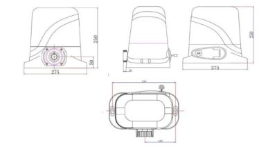 Portail coulissant 6m VOGEL H.140cm alu + 2 poteaux + moteur RANGER C300