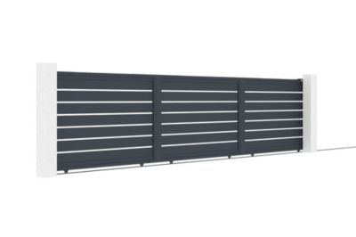 Portail coulissant 6m VOGEL H.140cm alu + 2 poteaux + moteur RANGER C300