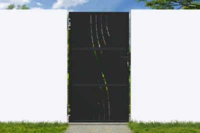 Portail coulissant acier 3,5m NALI VELETA H.180cm noir + Portillon H.180cm noir