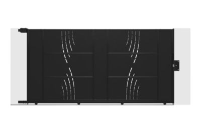 Portail coulissant acier 3,5m NALI VELETA H.180cm noir + Portillon H.180cm noir
