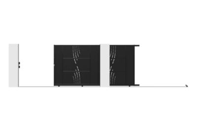 Portail coulissant acier 3,5m NALI VELETA H.180cm noir + Portillon H.180cm noir