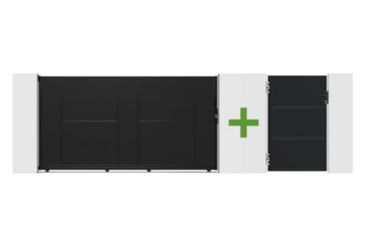 Portail coulissant acier 3m NALI H.160cm noir + Portillon H.160cm noir