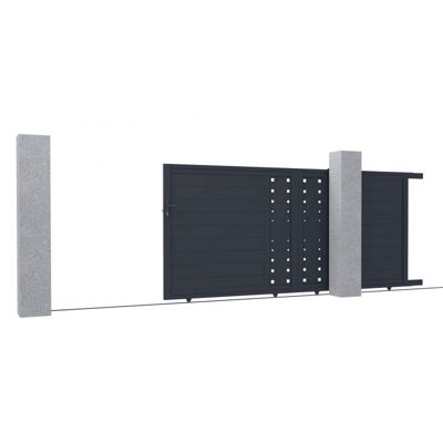 Portail coulissant alu anthracite 300x158 cm X-Metal Fancy avec accessoires