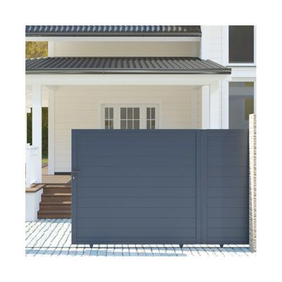 Portail coulissant aluminium 392x142cm X-Metal anthracite avec accessoires