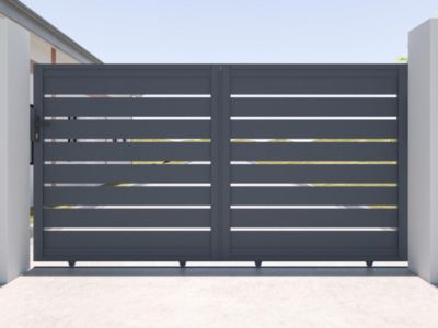 Portail coulissant aluminium ajouré L324x H165 cm anthracite - PRIMO