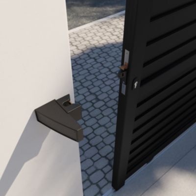 Portail coulissant aluminium gris persienné l.360 x H. 163 x P.4cm Klikstrom Neva