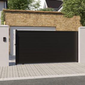 Portail coulissant aluminium Neva Klikstrom + motorisation Somfy l.360 x H.168 cm gris anthracite RAL 7021