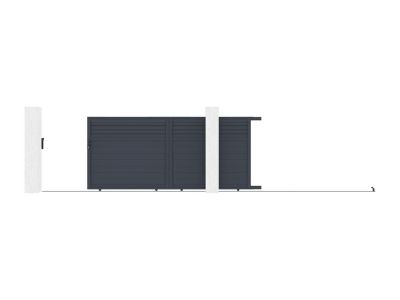 Portail coulissant aluminium persienné L416 x H180 cm anthracite - VIAZO