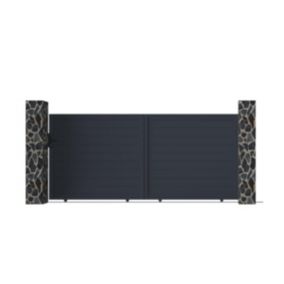 Portail coulissant aluminium plein L374 x H165 cm anthracite - NAZARIO