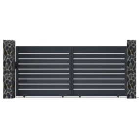 Portail coulissant aluminium semi ajouré L416 x H183 cm anthracite - PRIMO