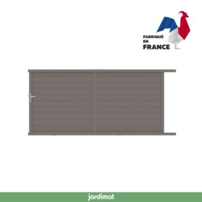 Portail coulissant cesson 350x171 cm Gris taupe 2900 Jardimat