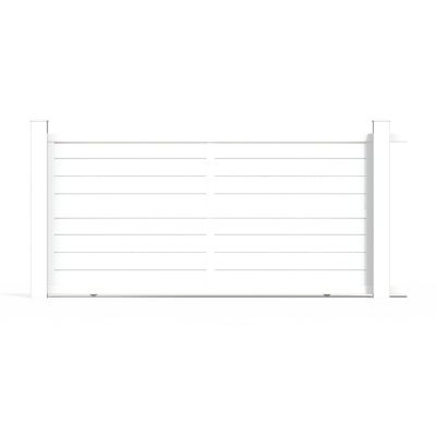 Portail coulissant en aluminium Ily 3.56X1.77m blanc 9016