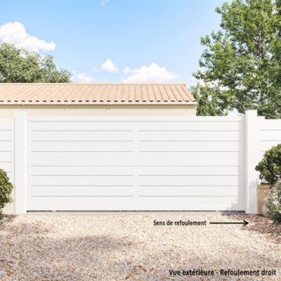 Portail coulissant en aluminium Ily 3.56X1.77m blanc 9016