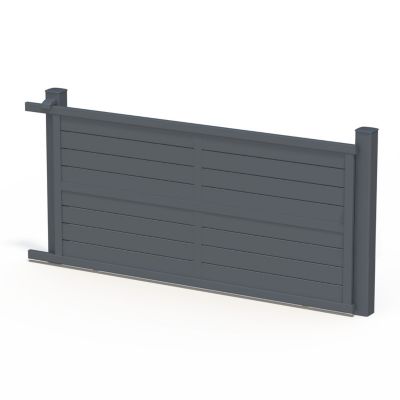 Portail coulissant en aluminium Ily 3.56X1.77m gris anthracite 7016