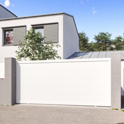Portail coulissant en aluminium Maryn 4.06X1.65m blanc 9016