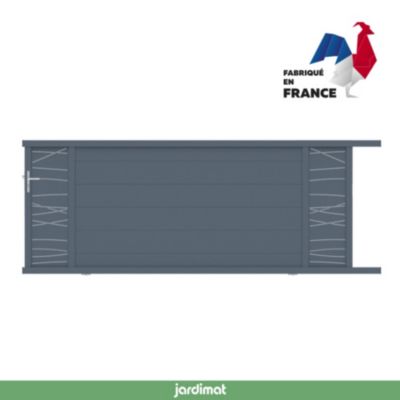 Portail coulissant frejus double onde 350x142,3 cm Gris anthracite 7016 Jardimat