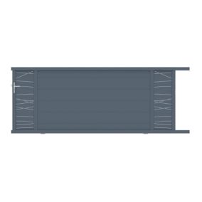 Portail coulissant frejus double onde 350x142,3 cm Gris anthracite 7016 Jardimat