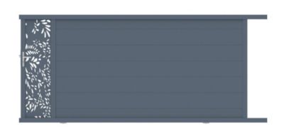 Portail coulissant frejus végétal 350x166,8 cm Gris anthracite 7016 Jardimat