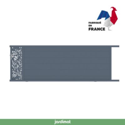 Portail coulissant frejus végétal 400x142,3 cm Gris anthracite 7016 Jardimat