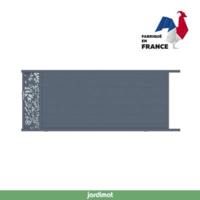 Portail coulissant frejus végétal 400x166,8 cm Gris anthracite 7016 Jardimat