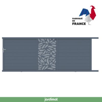 Portail coulissant lausanne floral 400x155,1 cm Gris anthracite 7016 Jardimat