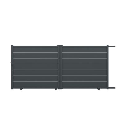 Portail coulissant Marcq aluminium gris RAL 7016 l.360,4 x H.164,8 cm 4ALU
