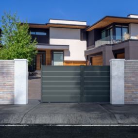 Portail coulissant Marcq aluminium gris RAL 7016 l.360,4 x H.164,8 cm 4ALU