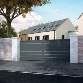 Portail coulissant Marcq aluminium gris RAL 7016 l.410,4 x H.164,8 cm 4ALU