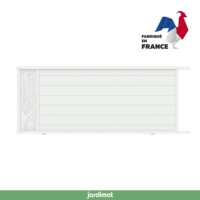 Portail coulissant motorisé frejus arbre 400x166,8 cm Blanc 9016 Jardimat