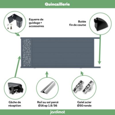 Portail coulissant motorisé frejus conceptuel 350x142,3 cm Gris anthracite 7016 Jardimat