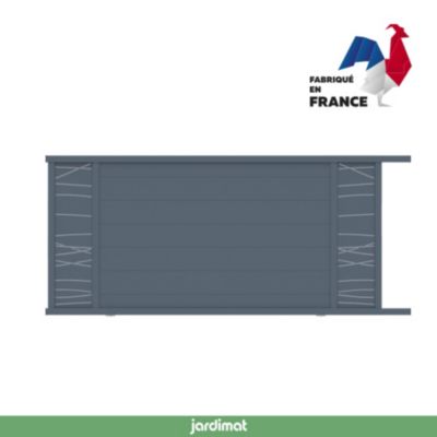 Portail coulissant motorisé frejus double onde 350x166,8 cm Gris anthracite 7016 Jardimat