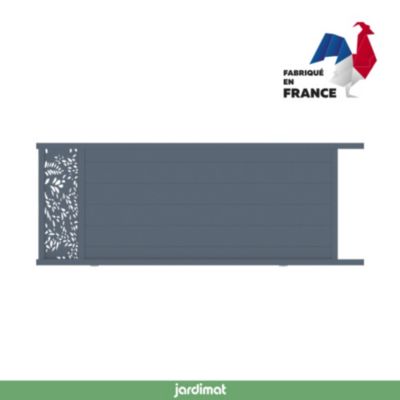 Portail coulissant motorisé frejus végétal 350x142,3 cm Gris anthracite 7016 Jardimat