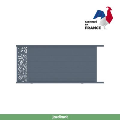 Portail coulissant motorisé frejus végétal 350x166,8 cm Gris anthracite 7016 Jardimat