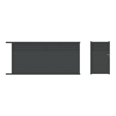 Portail coulissant motorisé neva4 350x168 cm 7021 Neva gris Jardimat